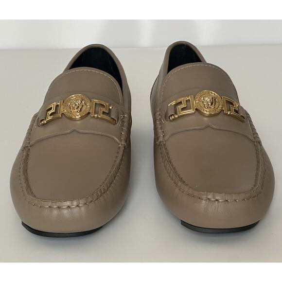 VERSACE Medusa Men\'s Taupe Leather Driver Shoes 11.5 US (44.5) 1009707 NIB $850 main image 8